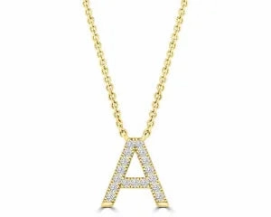 Diamond 8mm Initial 9ct Gold Necklace