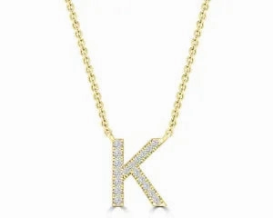 Diamond 8mm Initial 9ct Gold Necklace