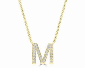 Diamond 8mm Initial 9ct Gold Necklace