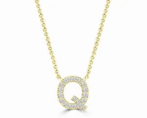Diamond 8mm Initial 9ct Gold Necklace