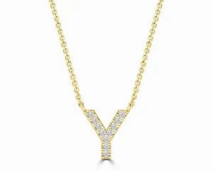 Diamond 8mm Initial 9ct Gold Necklace