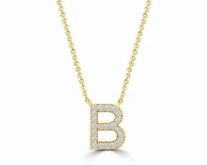 Diamond 8mm Initial 9ct Gold Necklace