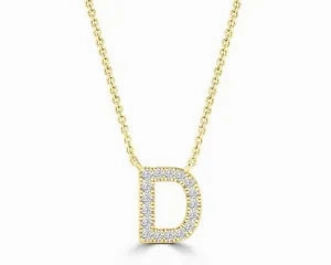Diamond 8mm Initial 9ct Gold Necklace
