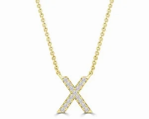 Diamond 8mm Initial 9ct Gold Necklace