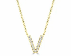 Diamond 8mm Initial 9ct Gold Necklace