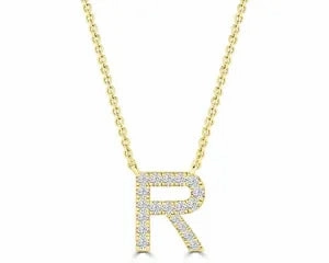 Diamond 8mm Initial 9ct Gold Necklace
