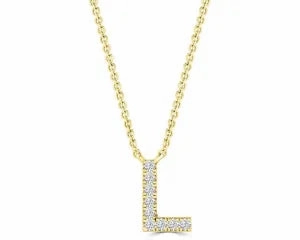 Diamond 8mm Initial 9ct Gold Necklace