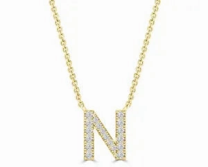 Diamond 8mm Initial 9ct Gold Necklace