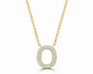 Diamond 8mm Initial 9ct Gold Necklace