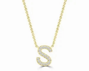 Diamond 8mm Initial 9ct Gold Necklace
