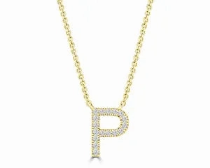 Diamond 8mm Initial 9ct Gold Necklace