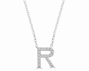 Diamond 8mm Initial 9ct White Gold Necklace