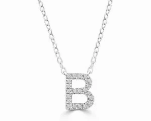 Diamond 8mm Initial 9ct White Gold Necklace