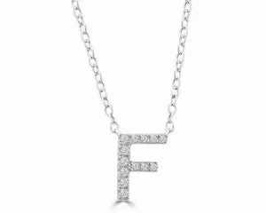 Diamond 8mm Initial 9ct White Gold Necklace