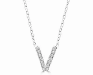 Diamond 8mm Initial 9ct White Gold Necklace