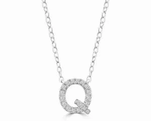 Diamond 8mm Initial 9ct White Gold Necklace