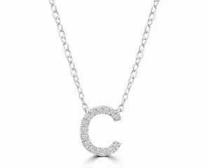 Diamond 8mm Initial 9ct White Gold Necklace