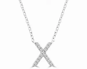 Diamond 8mm Initial 9ct White Gold Necklace