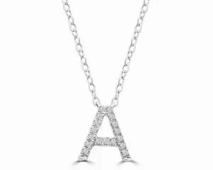 Diamond 8mm Initial 9ct White Gold Necklace