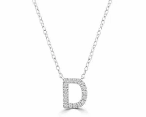 Diamond 8mm Initial 9ct White Gold Necklace