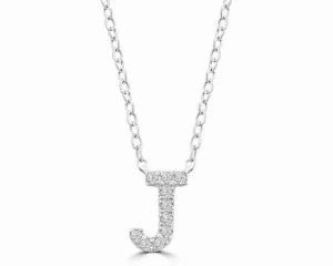 Diamond 8mm Initial 9ct White Gold Necklace