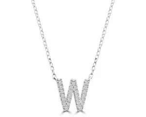 Diamond 8mm Initial 9ct White Gold Necklace