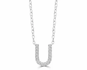 Diamond 8mm Initial 9ct White Gold Necklace