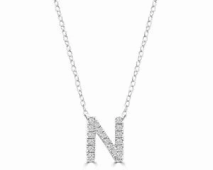 Diamond 8mm Initial 9ct White Gold Necklace