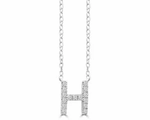 Diamond 8mm Initial 9ct White Gold Necklace