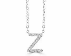 Diamond 8mm Initial 9ct White Gold Necklace
