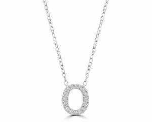 Diamond 8mm Initial 9ct White Gold Necklace