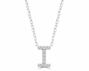 Diamond 8mm Initial 9ct White Gold Necklace