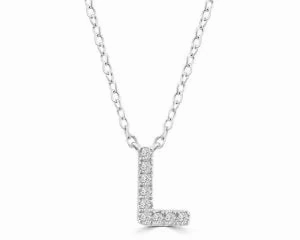 Diamond 8mm Initial 9ct White Gold Necklace