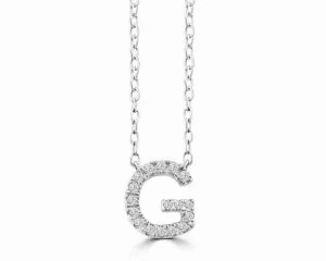Diamond 8mm Initial 9ct White Gold Necklace