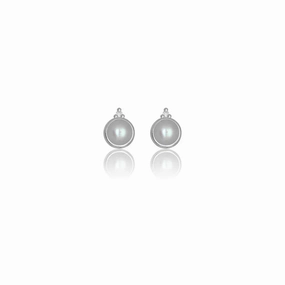 Diamonds by Georgini - Freshwater Pearl and Two Natural Diamond June Earrings Silver