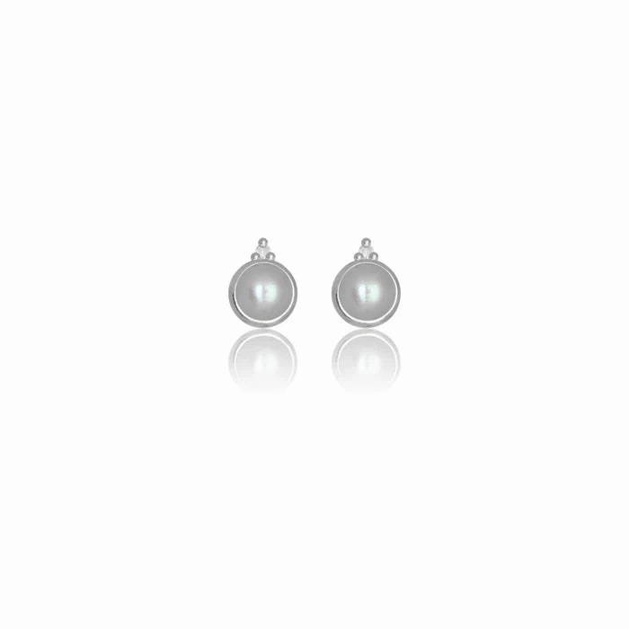 Diamonds by Georgini - Freshwater Pearl and Two Natural Diamond June Earrings Silver