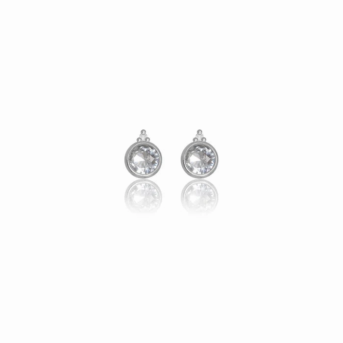 Diamonds by Georgini - Natural Aquamarine and Two Natural Diamond March Earrings Silver