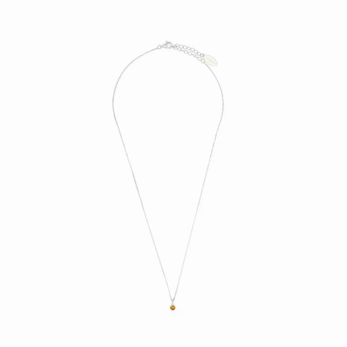 Diamonds by Georgini - Natural Citrine and Diamond November Pendant Silver