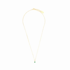Diamonds by Georgini - Natural Green Agate and Diamond May Pendant Gold