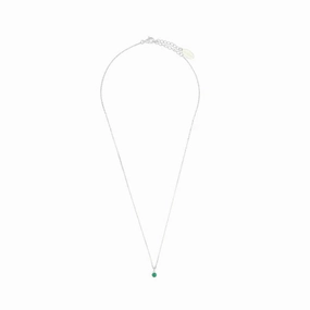 Diamonds by Georgini - Natural Green Agate and Diamond May Pendant Silver