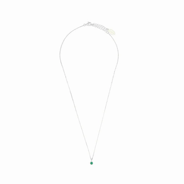 Diamonds by Georgini - Natural Green Agate and Diamond May Pendant Silver