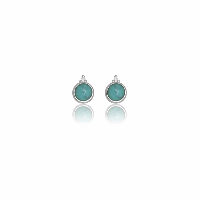 Diamonds by Georgini - Natural Turquoise and Two Natural Diamond December Earrings Silver