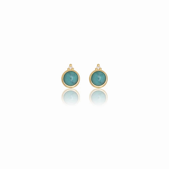 Diamonds by Georgini - Turquoise and Two Natural Diamond December Earrings Gold Plate