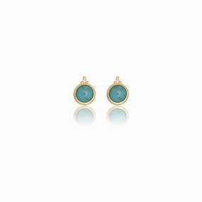 Diamonds by Georgini - Turquoise and Two Natural Diamond December Earrings Gold Plate