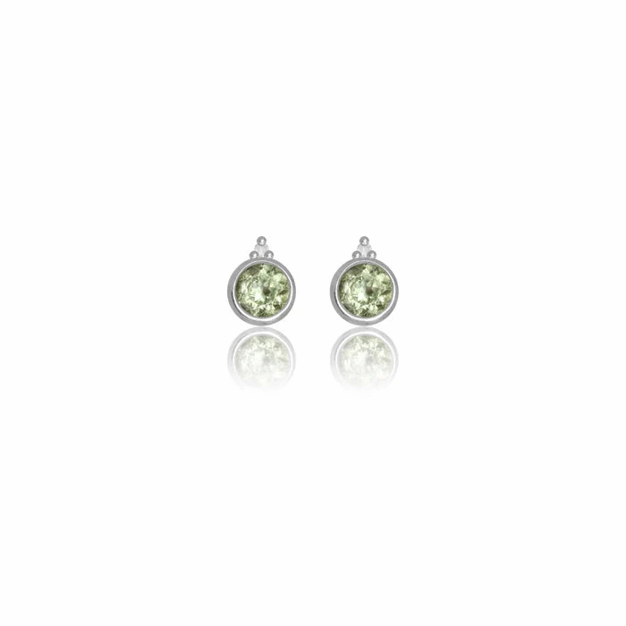 Diamonds by Georgini Natural - Peridot and Two Natural Diamond August Earrings Silver