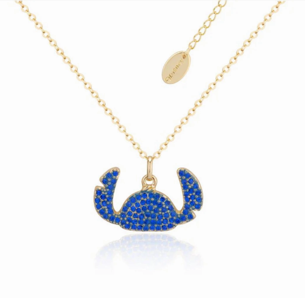 Disney - Lilo & Stitch Gold Crystal Silhouette - Necklace & Stud Earring