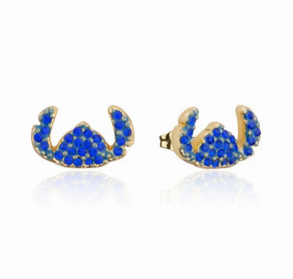 Disney - Lilo & Stitch Gold Crystal Silhouette - Necklace & Stud Earring