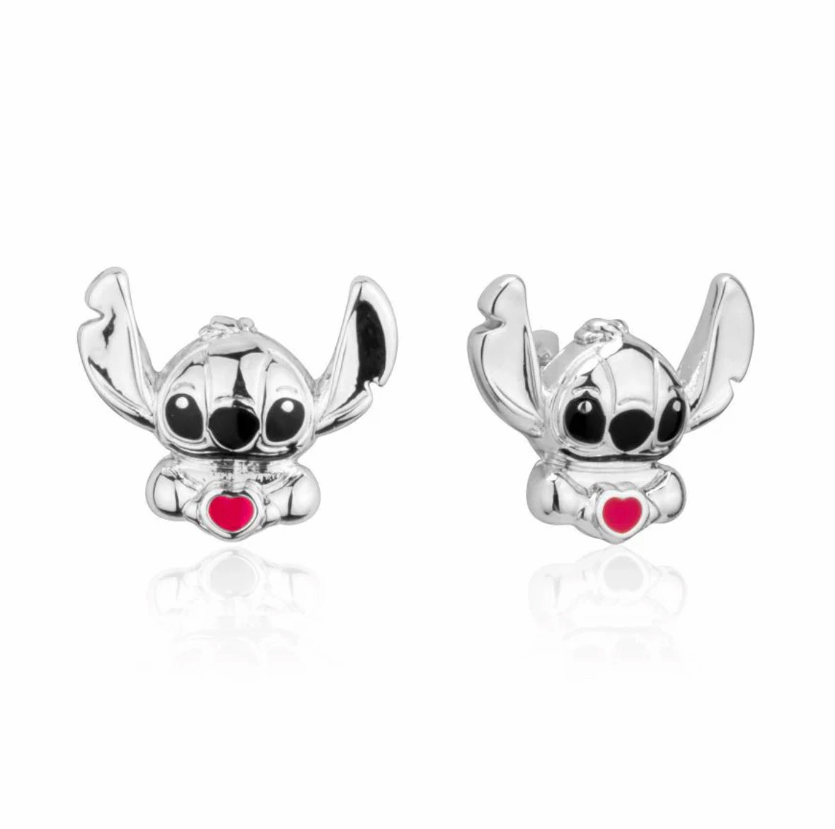 Disney - Lilo & Stitch Silver Crystal Heart - Necklace & Stud Earring