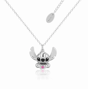 Disney - Lilo & Stitch Silver Crystal Heart - Necklace & Stud Earring