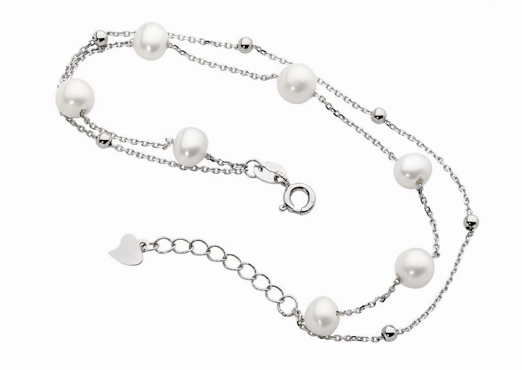 Double Ball Chain Bracelet with Freshwater Pearls